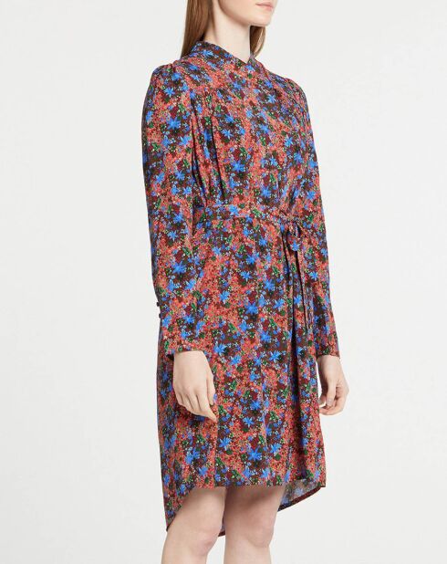 Robe Cidjie imprimée bleu/marron