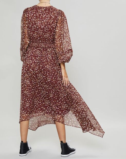 Bordeauxrode jurk met chamila-print