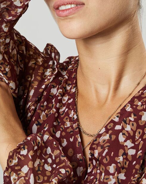 Bordeauxrode jurk met chamila-print