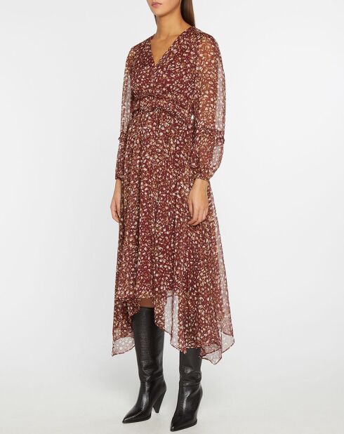 Bordeauxrode jurk met chamila-print