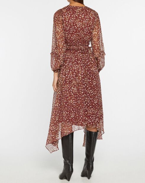 Bordeauxrode jurk met chamila-print