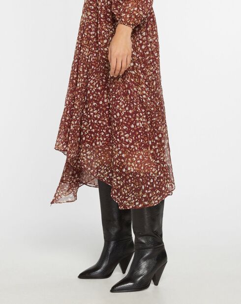 Bordeauxrode jurk met chamila-print