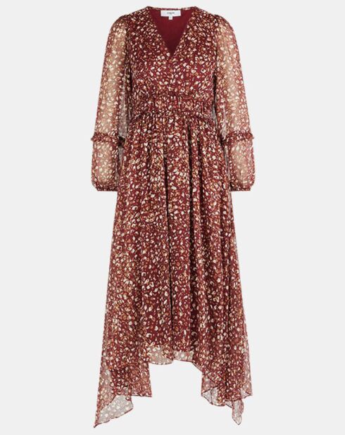 Bordeauxrode jurk met chamila-print