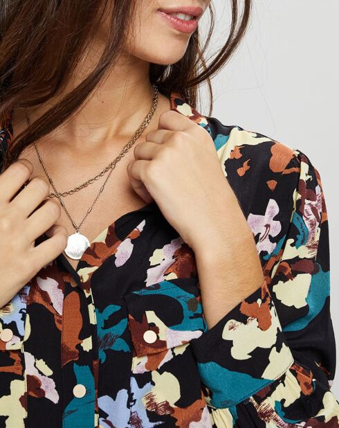 Zwart/veelkleurige Chemsy-jurk met print