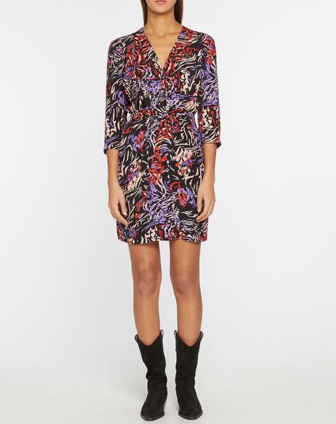 Carla schwarz/mehrfarbig bedrucktes Kleid