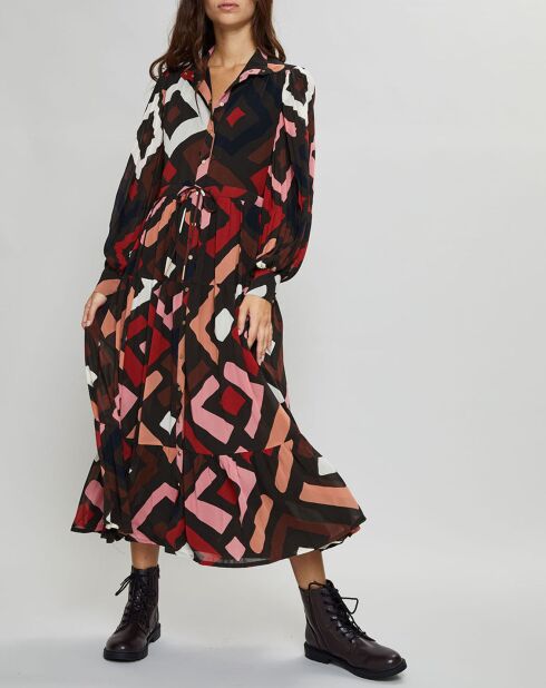 Chelby braunes/mehrfarbiges Druckkleid