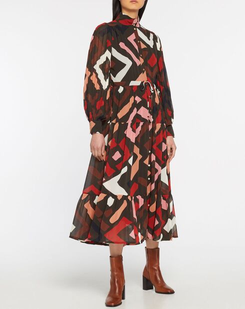 Chelby braunes/mehrfarbiges Druckkleid