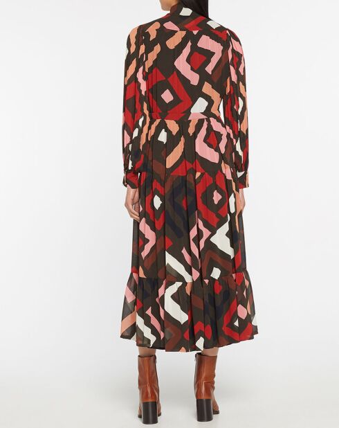 Chelby braunes/mehrfarbiges Druckkleid