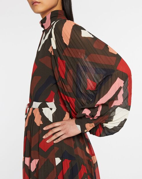 Chelby braunes/mehrfarbiges Druckkleid