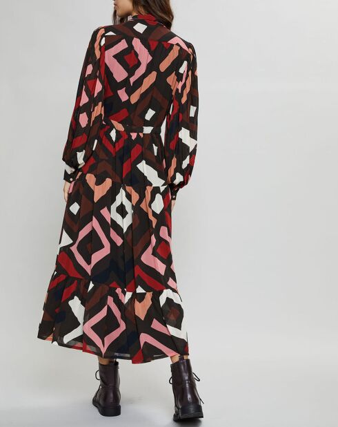 Chelby braunes/mehrfarbiges Druckkleid