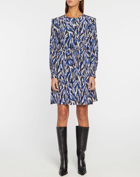 Cécile königsblaues bedrucktes Kleid