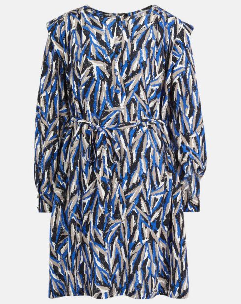 Cécile königsblaues bedrucktes Kleid
