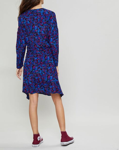 Robe Carmen imprimée bleu/violet