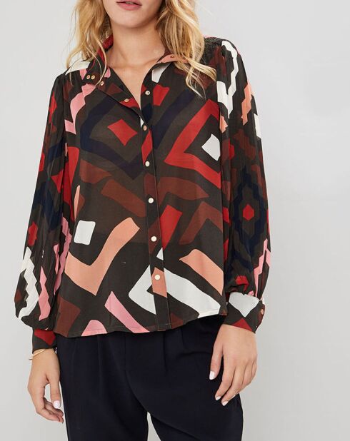 Chemise Love marron/multicolore