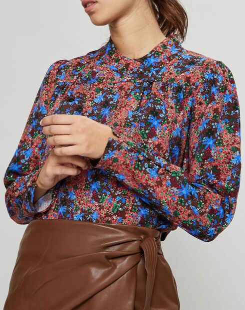 Blouse Livia imprimée marron/bleu
