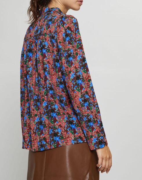 Blouse Livia imprimée marron/bleu