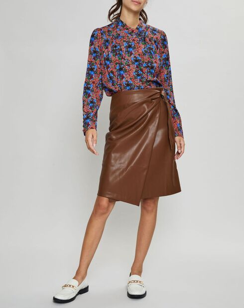Blouse Livia imprimée marron/bleu