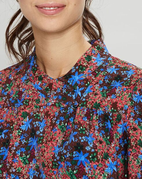 Blouse Livia imprimée marron/bleu