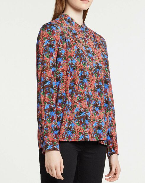 Blouse Livia imprimée marron/bleu
