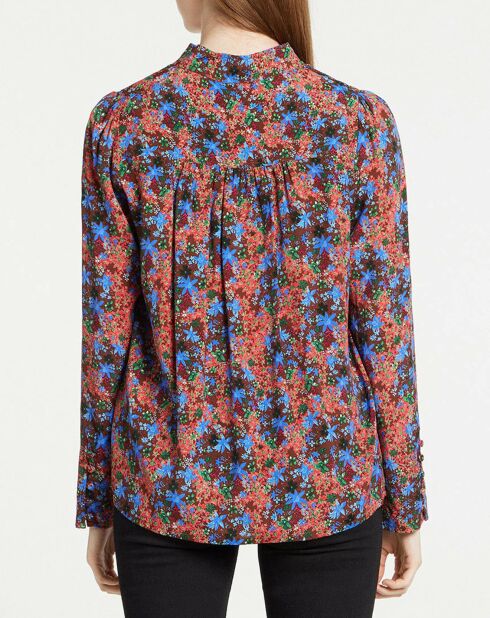 Blouse Livia imprimée marron/bleu