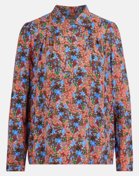 Blouse Livia imprimée marron/bleu