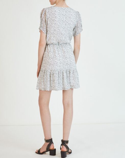 Cathie jurk met print in gebroken wit