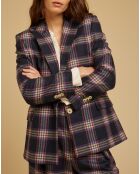 Jacke Udine aus Wollmix mit marineblauem Karomuster