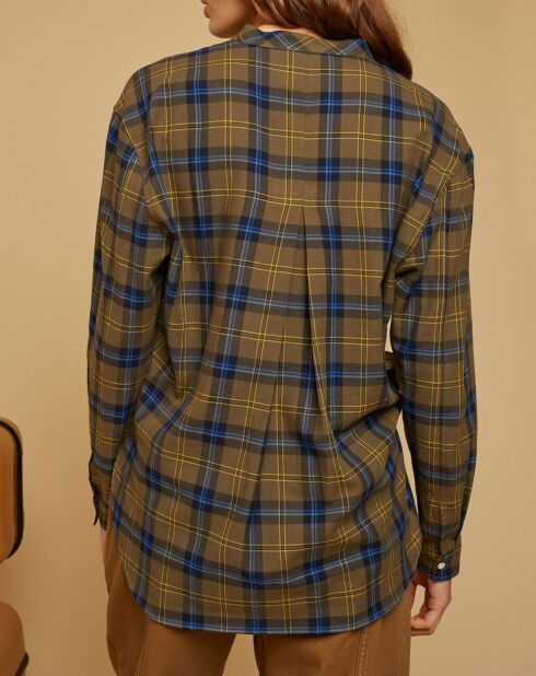 Claudie katoenen hemd met kaki plaid