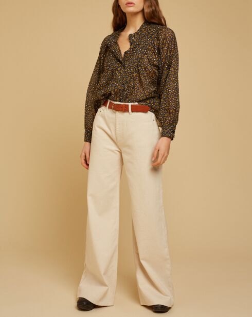 Blouse ample en Voile de coton Alba imprimée noire