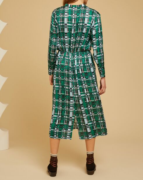 Robe satinée Mina imprimée verte