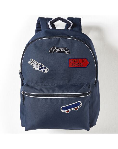 Sac à dos Ecussons bleu foncé - 31x40x14 cm