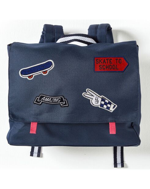 Kindergartentasche mit dunkelblauem Abzeichen - 31x27x9,5 cm