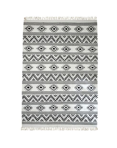 Tapis tissé en Laine & Coton ethnique beige moyen - 160x230 cm