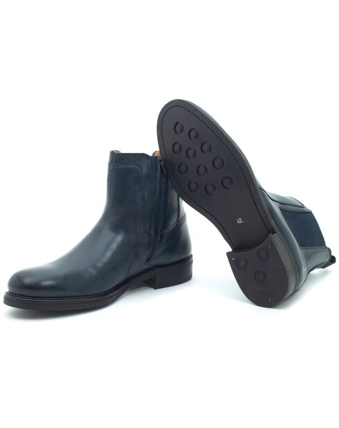 Chelsea Boots en Cuir Anboot bleu marine