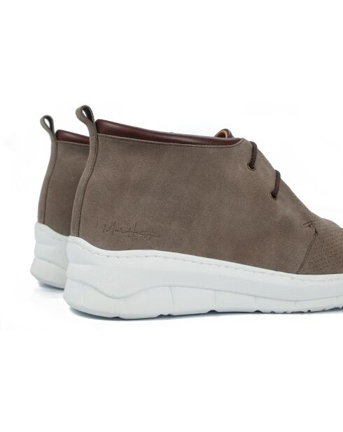 Sneakers aus Leder in Taupe