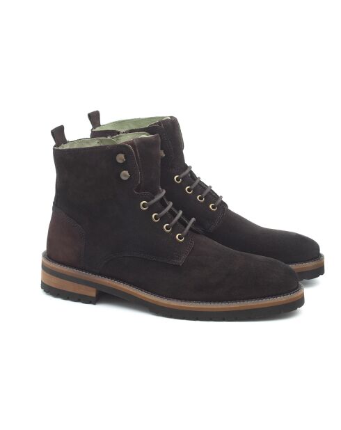 Boots en Velours de Cuir Sobuck noires