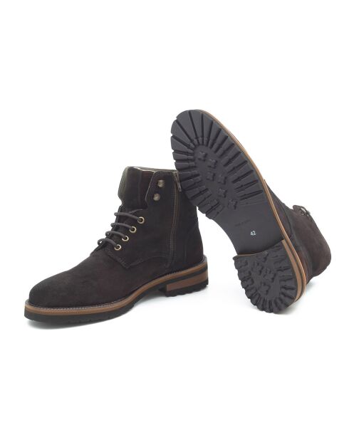 Boots en Velours de Cuir Sobuck noires