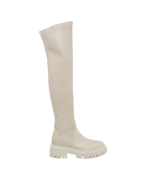 Bottes en Cuir Ilro beiges - Talon 5.5 cm