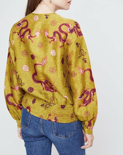 Casey blouse met kaki print