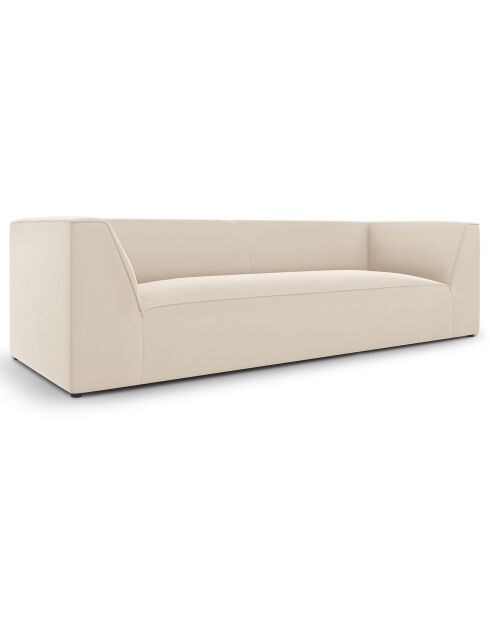 Canapé Velours Charles 3 Places beige - 232x92x69 cm