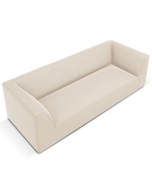 Canapé Velours Charles 3 Places beige - 232x92x69 cm