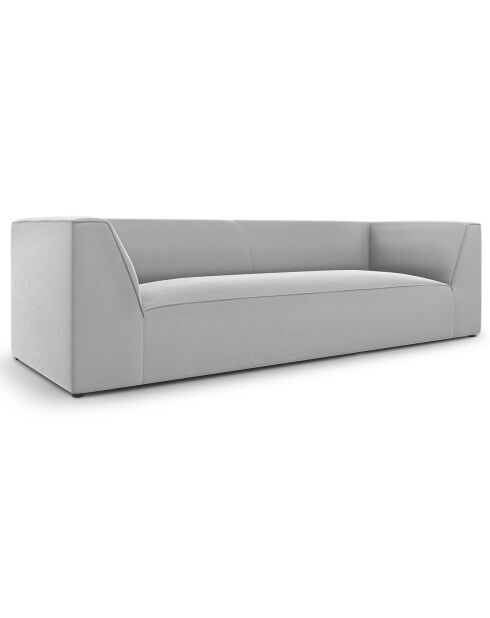 Canapé Velours Charles 3 Places gris clair - 232x92x69 cm