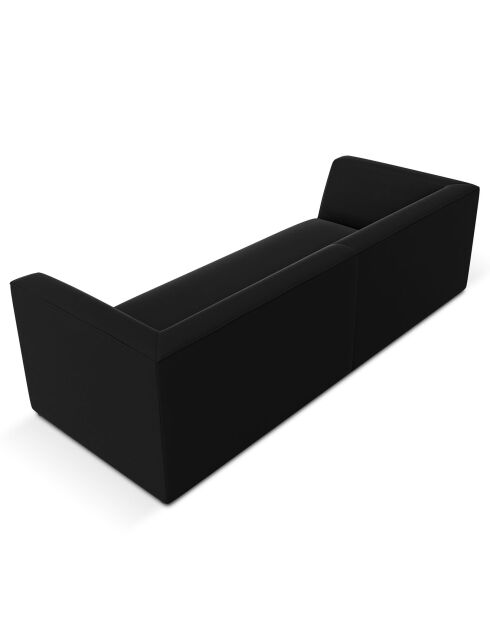 Canapé Velours Charles 3 Places noir - 232x92x69 cm