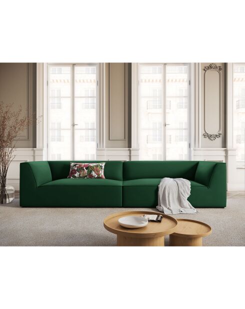 Canapé Velours Charles 4 Places vert - 302x93x69 cm