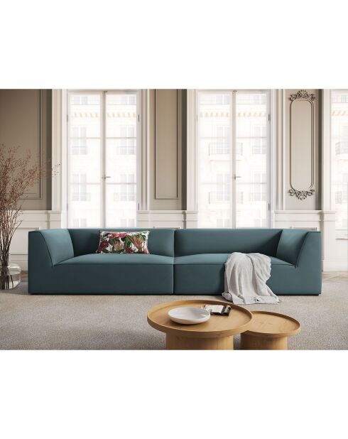 Charles 4-Sitzer-Sofa aus blauem Samt, 302 x 93 x 69 cm