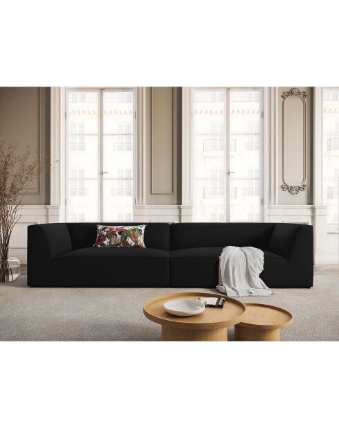 Canapé Velours Charles 4 Places noir - 302x93x69 cm