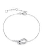 Armband aus Weiß/Schwarzem Silber und Zirkonia