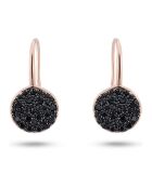 Boucles d'oreilles en Argent plaqué Or Rose & Zircones noires