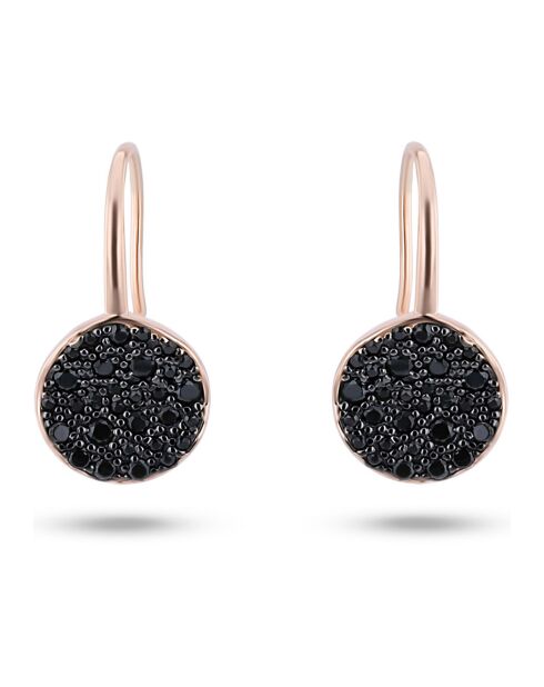 Boucles d'oreilles en Argent plaqué Or Rose & Zircones noires