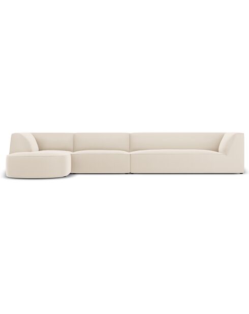 Canapé D'Angle Gauche Velours Charles 5 Places beige - 366x180x69 cm
